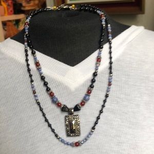 Natural handcrafted gemstone double stranded necklace